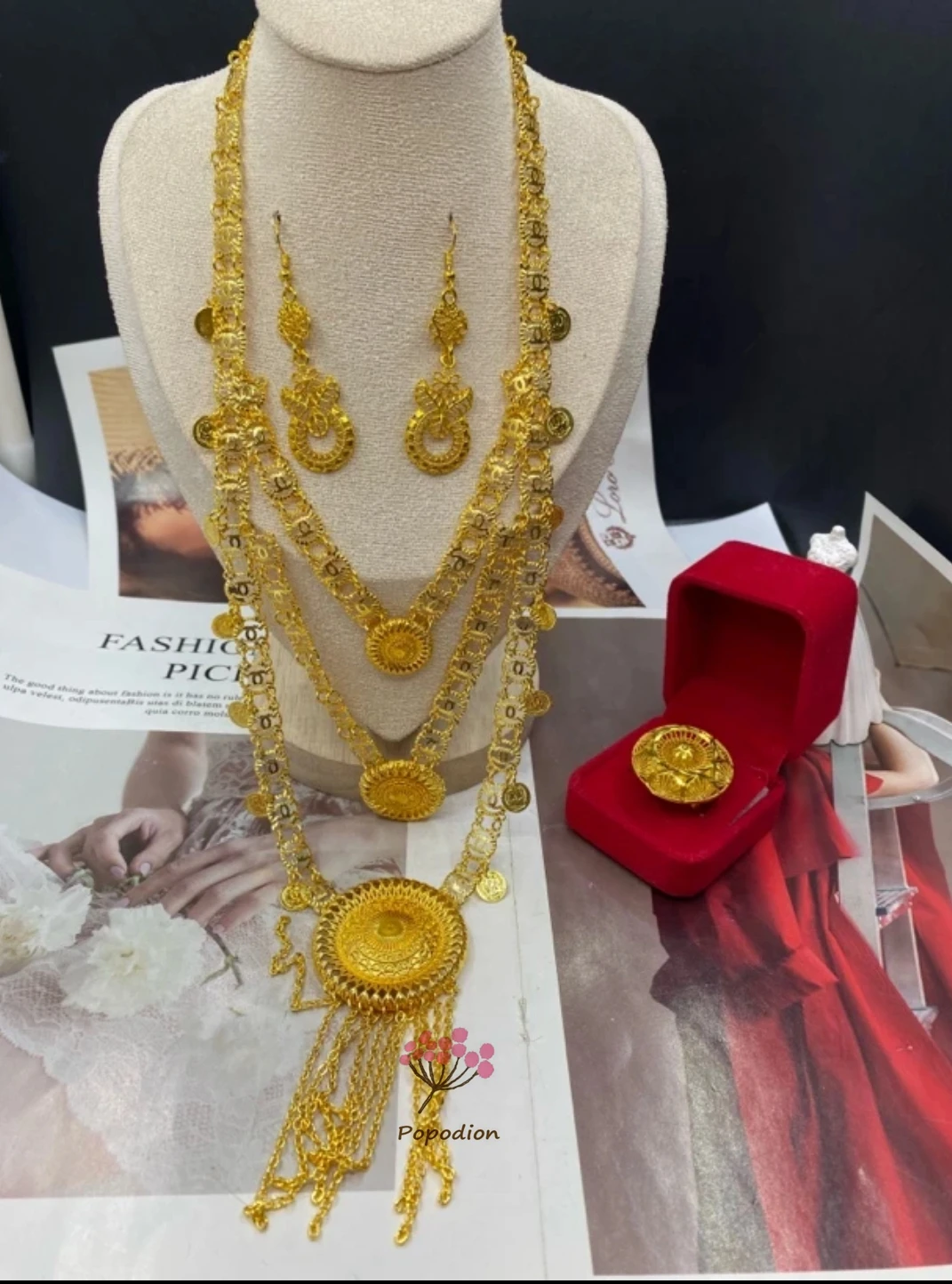 Новый Дубай высококачественное 24-каратное позолоченное ожерелье серьги кольцо