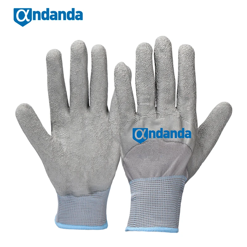 

Andanda 1 Pair Palm Dipped Latex Work Gloves,Latex Wrinkled Palm,Polyester Lining For Mechanical Repairing Gardening Gloves