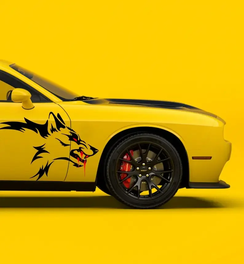 Контур Койот головы волка. Наклейка Виниловая наклейка с рисунком на боковой