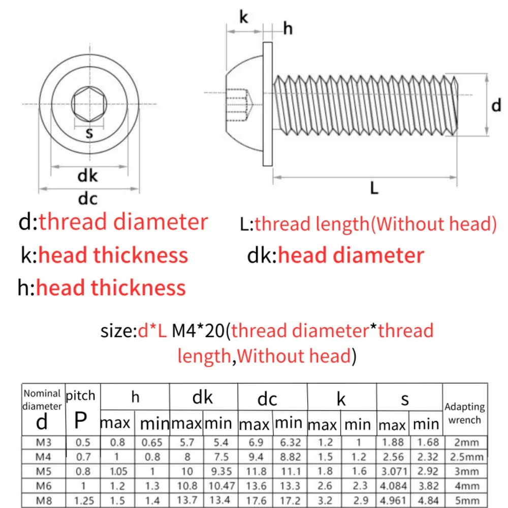 Innen sechs kant schraube mit Innen sechs kant m2 m2, 5 m3 m4 m5 m6 m8 2,5 Innen sechs kant schrauben aus Edelstahl mit Unter leg scheibe – Detail 1