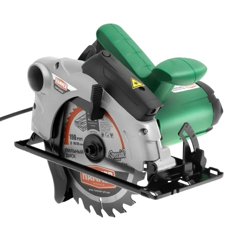 Пила циркулярная Hammer Flex CRP1500D, 1500 Вт, 4700 об/мин, 190x30 мм, макс.пропил 67 мм