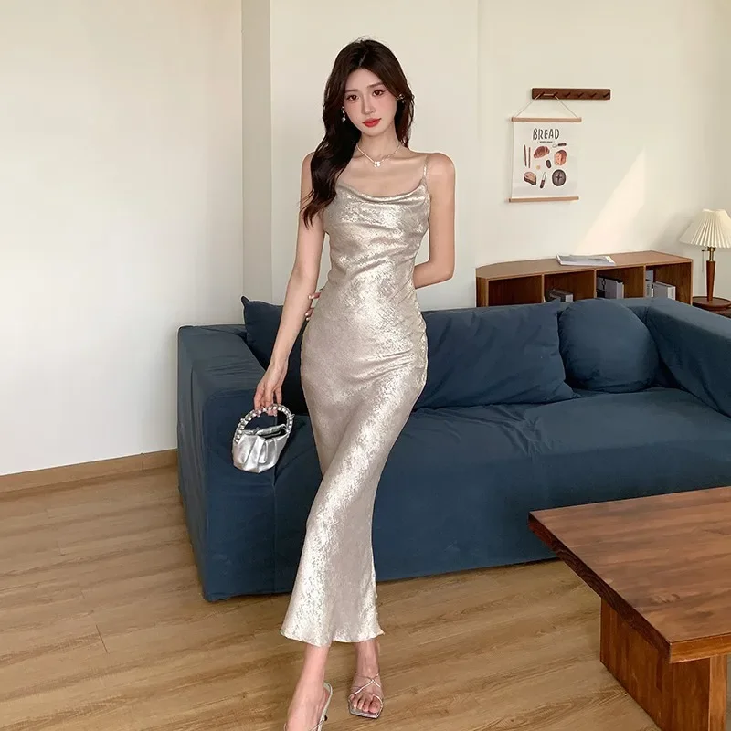 Платье-танк с открытой спиной во французском стиле юбка рыбьего хвоста женская