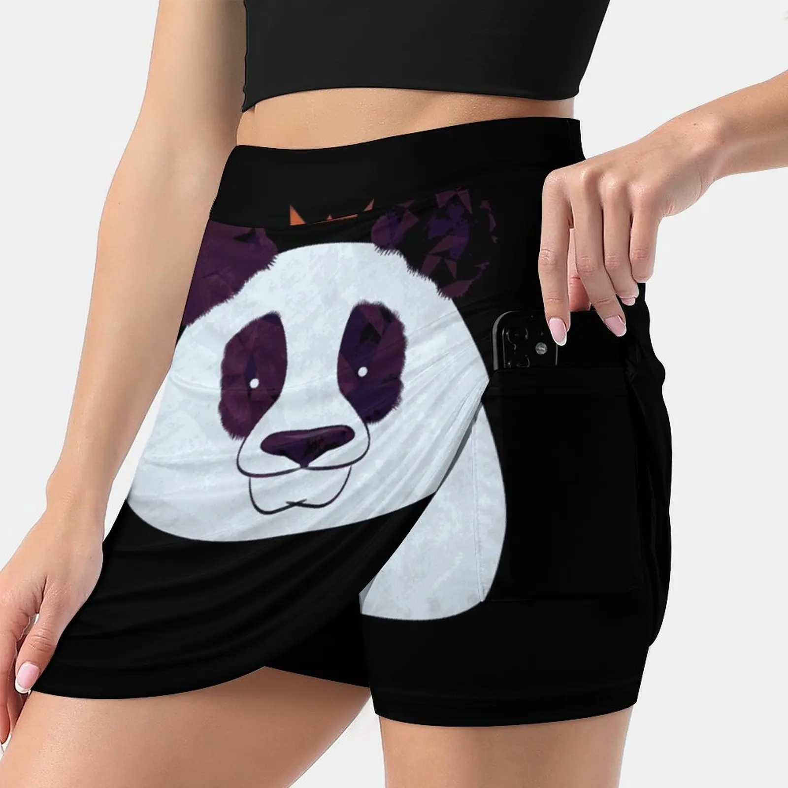 

Hail Panda Women's skirt Mini Skirts A Line Skirt With Hide Pocket Crown Panda