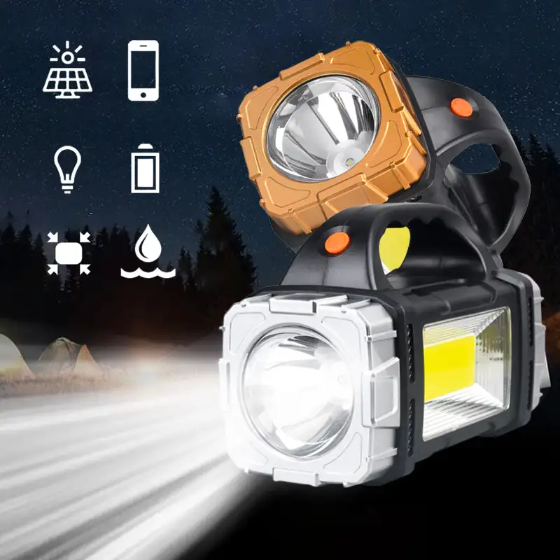 

Solar Rechargeable Portable Searchlight Multifunctional Spotlights Outdoor LED COB Lighting Strong Light Flashlight