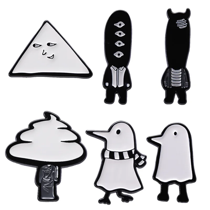 

Black White Animal Penguin Bird Brooches Cool Geometric Figures Decorative Accessories for Women Men Jewelry Pins