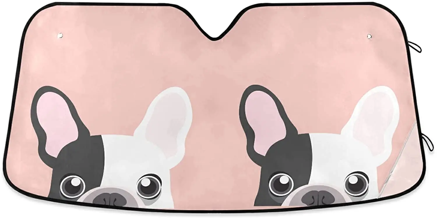 

Adorable Frenchie Car Windshield Sunshade Cute French Bulldog Front Truck Window Sun Shade Foldable Sun Shield Cover Blocks UV R