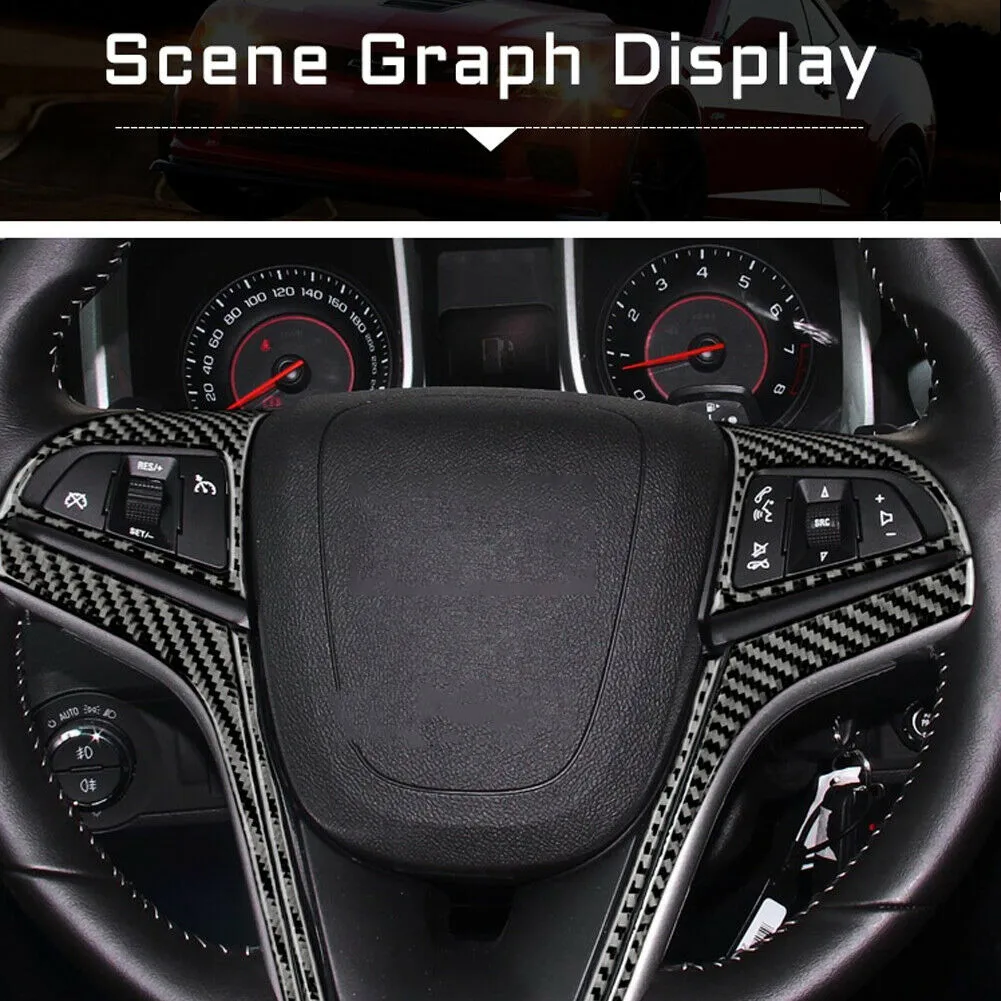

2pcs Carbon Fiber Car Stickers Steering Wheel Knob Cover Panel For Chevrolet Camaro 2010-2015 Steering Wheel Trim Decoration