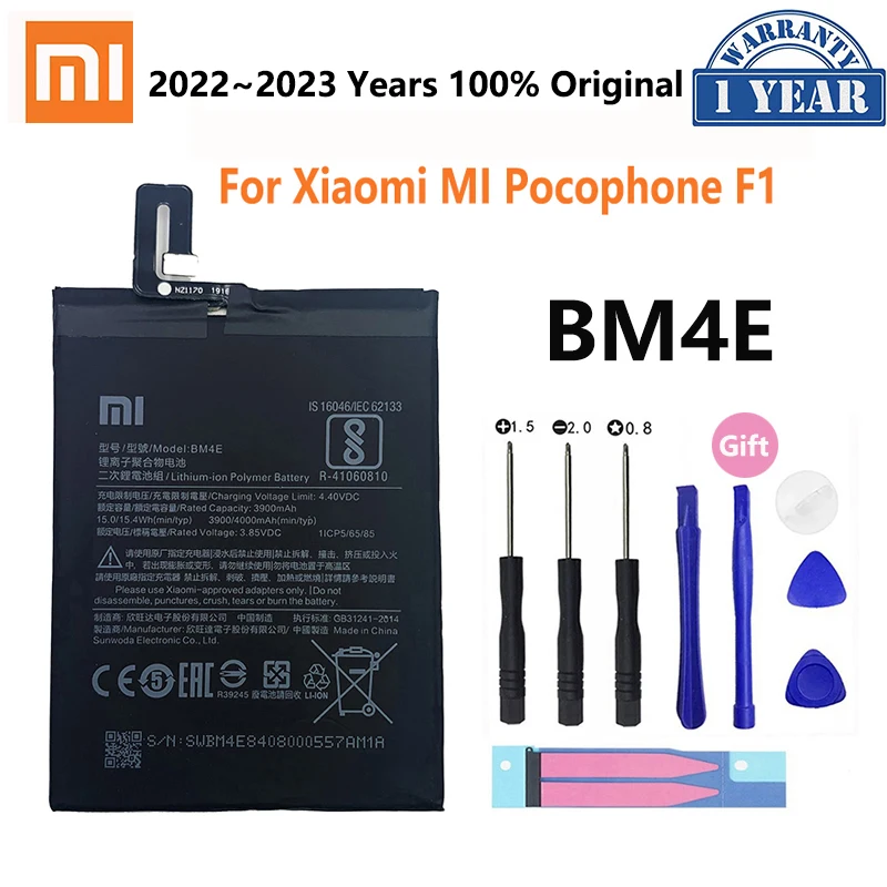 

Оригинальный аккумулятор для телефона Xiao Mi BM4E для Xiaomi Mi Pocophone Poco F1 3900 мАч, сменные батареи, Бесплатные инструменты