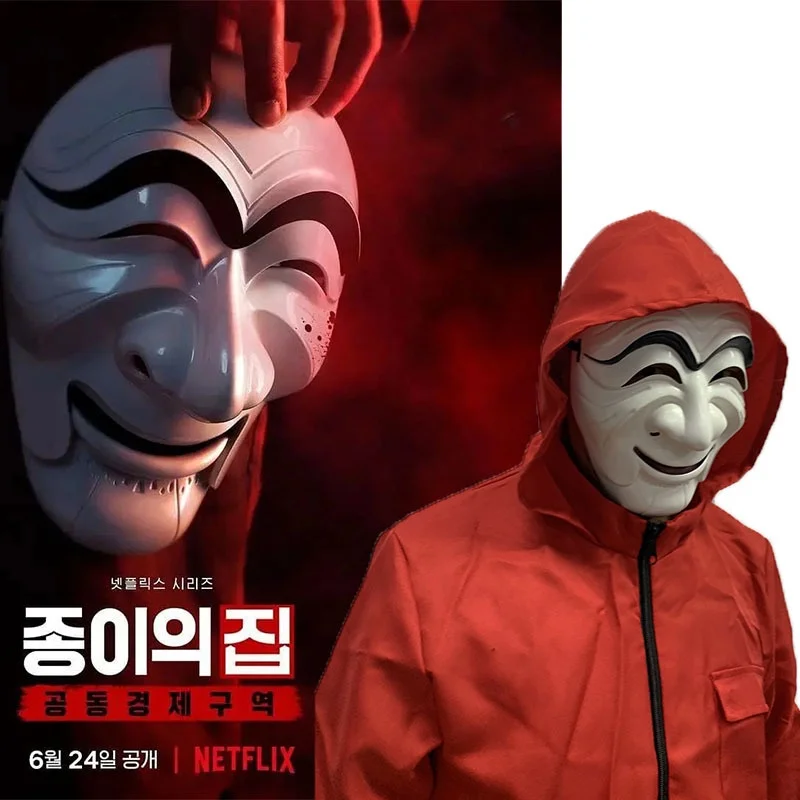 

2022 Money Heist Korea Joint Economic Area Costume Mask Cosplay Salvador Dali La Casa De Papel Halloween Party Jumpsuit Outfit