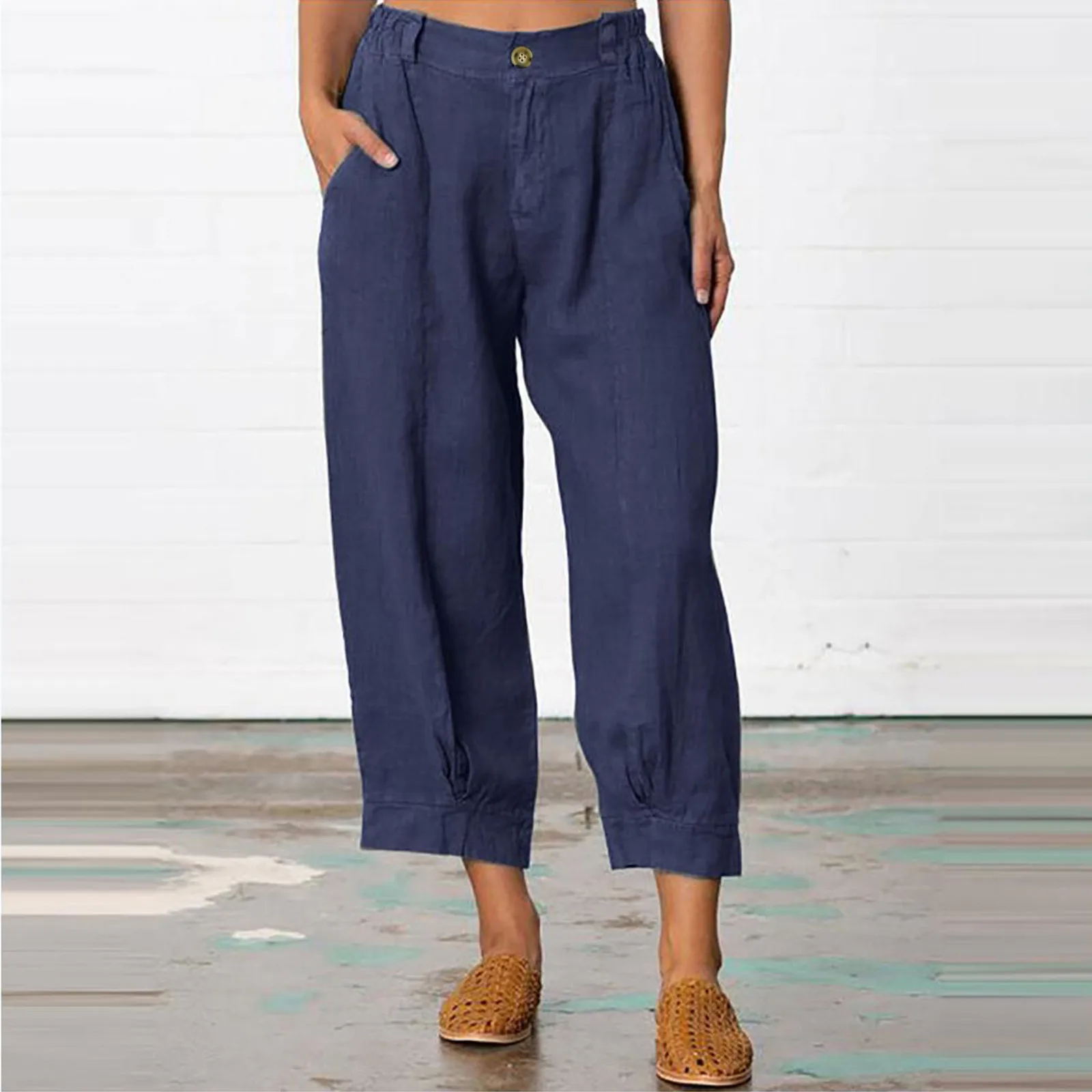 

Womens Casual Cotton Linen Pant With Unique Pockets Women Casual Pants Suit