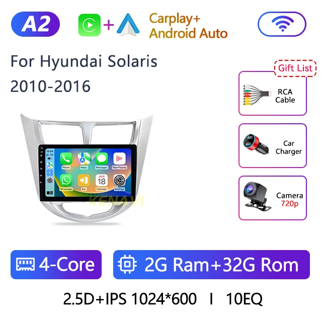 

Автомобильная стереосистема 2 Din Android для Hyundai Solaris Accent 2010 2011 2012 2013 2014 2015 2016 Мультимедийный видеоплеер Гавигация GPS Carplay Авторадио Штатная магнитола с экраном 2 din без DVD