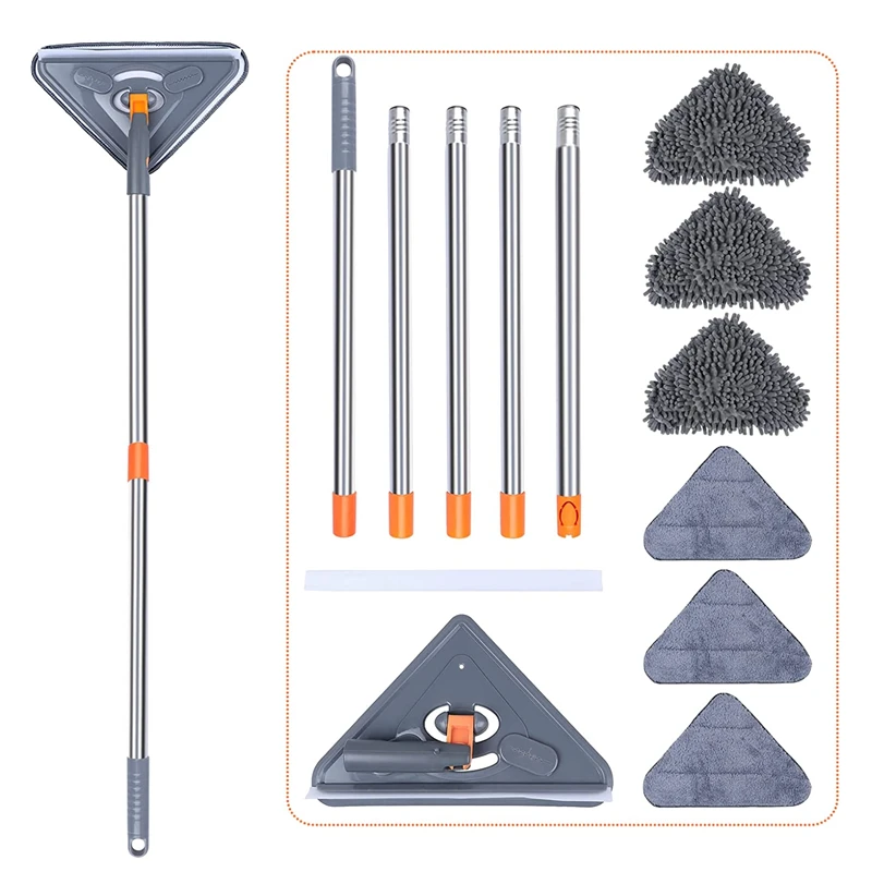 

85 Inches Wall Cleaner with Long Handle Cleaner Mop for Ceiling Window Floor Cleaning with Extension Pole 6 Replacement Pads