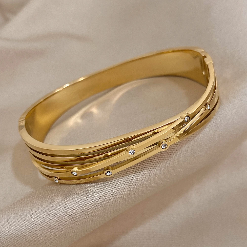 Женский браслет из нержавеющей стали 316L золотистого цвета