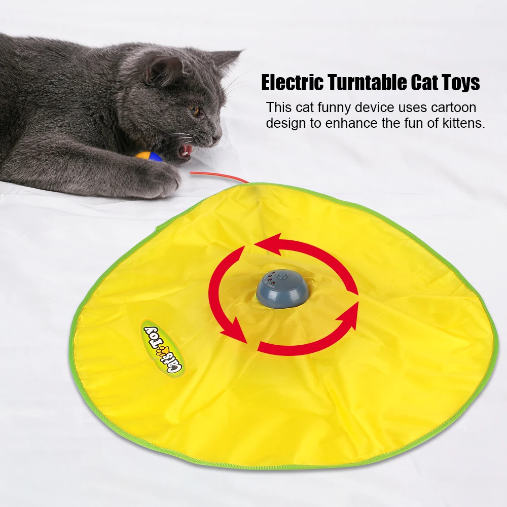 

Electric Toy Cat 4 Speed Pet Cat Plastic Turntable Interactive Intelligence Crazy Amusement Game Rotation Cat Toys