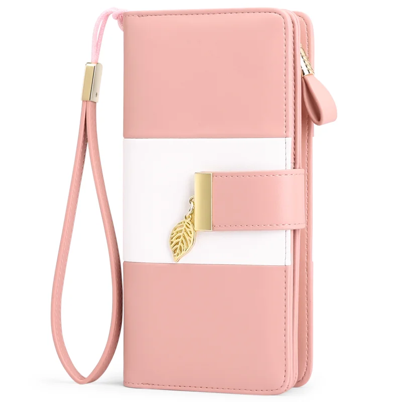 New Ladies Wallet Long Clutch Phone Bags Contrast Color PU Leather Wallets Women Money Bag Credit Card Holder Zipper Coin Purses