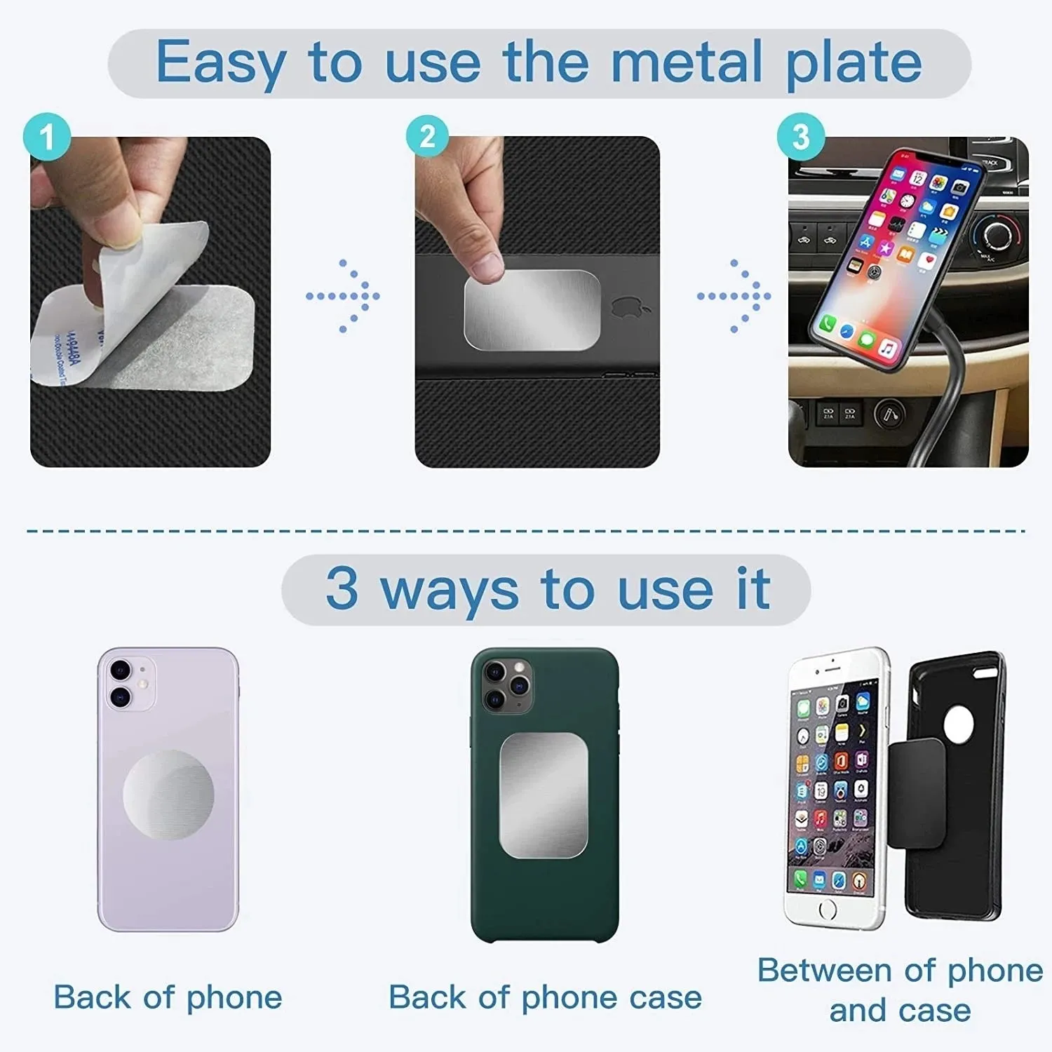 Not Magnetic Metal Plate For Car Phone Holder Universal Iron Sheet Disk Sticker Mount Mobile Phone Magnet Stand For Smart Phone