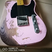 china custom electric guitarpink color 6 strings maple fingerboard handwork guitarrarelics by hands