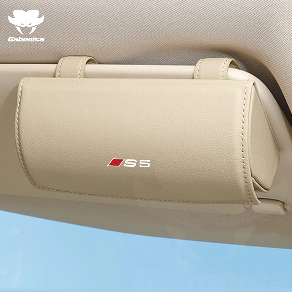 

Автомобильный стеклянный бокс, солнцезащитные очки, держатель для очков, кожаный бокс для хранения, чехол для Audi Sline S3 S4 S5 S7 S8, внутренние кар...