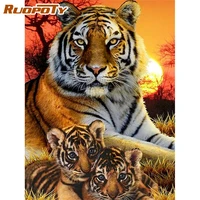 ruopoty full square diamond painting 5d diy tiger diamond embroidery kits mosaic animals hand diycrafts home gift decor