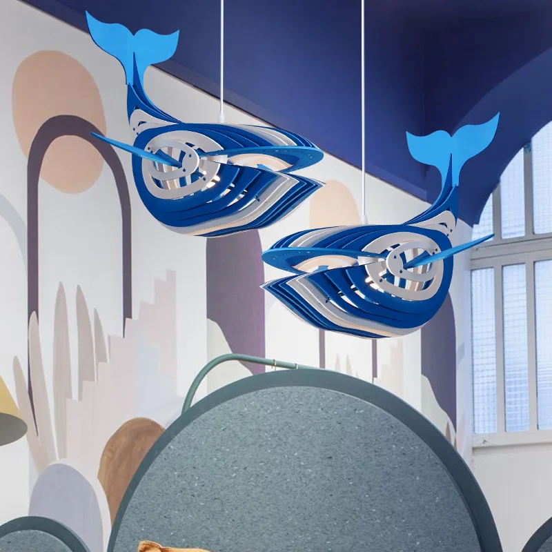 

Chandelier Led Art Pendant Lamp Light Room Decor Fish Cute Dolphin Blue For Kid's Lovely Fish Children's Christmas Decoration