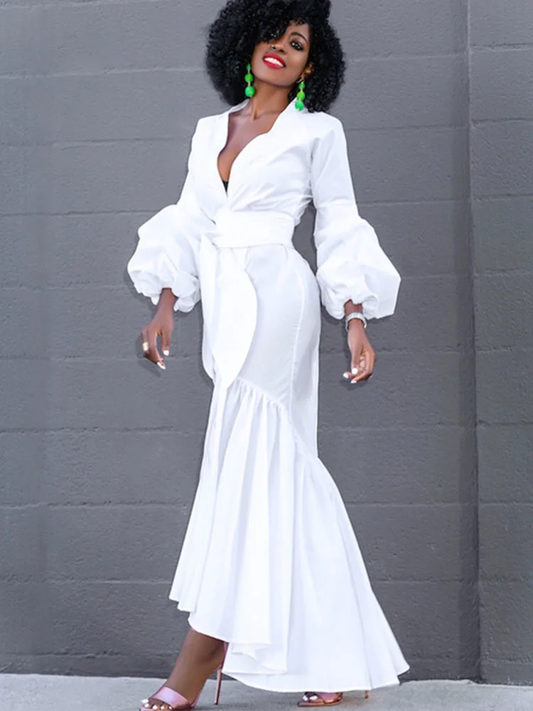 

Платья 2023, Осенние новые женские сексуальные платья с глубоким v-образным вырезом, длинные рукава, цельное платье, женское темпераментное платье с поясом, тонкие длинные платья