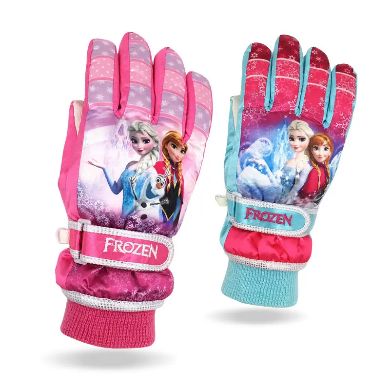 

New Frozen Princess Elsa Anna animation peripheral kawaii cartoon children's ski gloves creative cute warm gloves gift wholesale