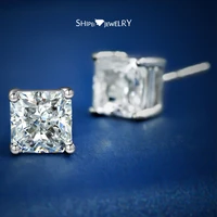 shipei 100 925 sterling silver created moissanite wedding anniversary classic white gold ear studs earrings fine jewelry gift