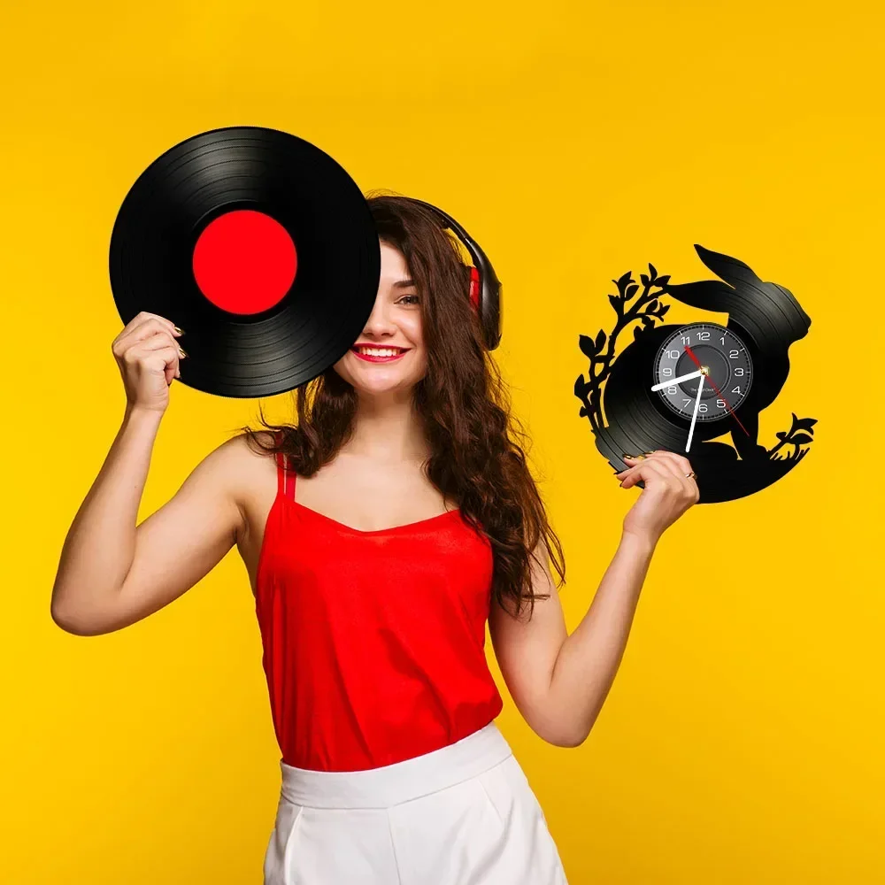 Настенные часы с силуэтами кроликов настенные для детской комнаты рисунком