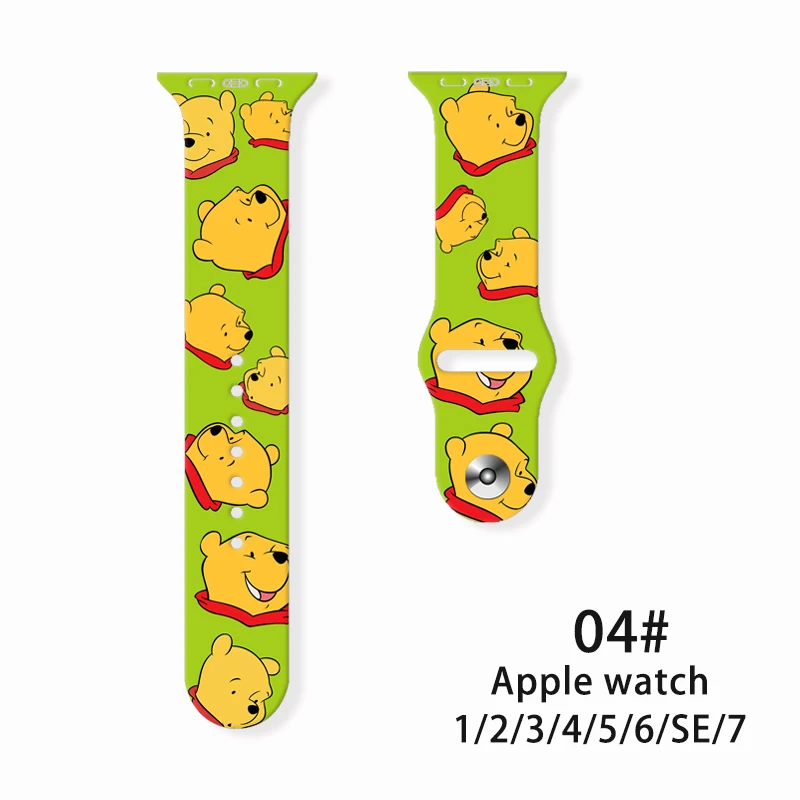 2022 New Winnie the Pooh silicone For Apple Watch Band 41mm 45mm 44mm 42mm 40mm 38mm Bracelet For iWatch SE 7 6 5 4 3 2 1