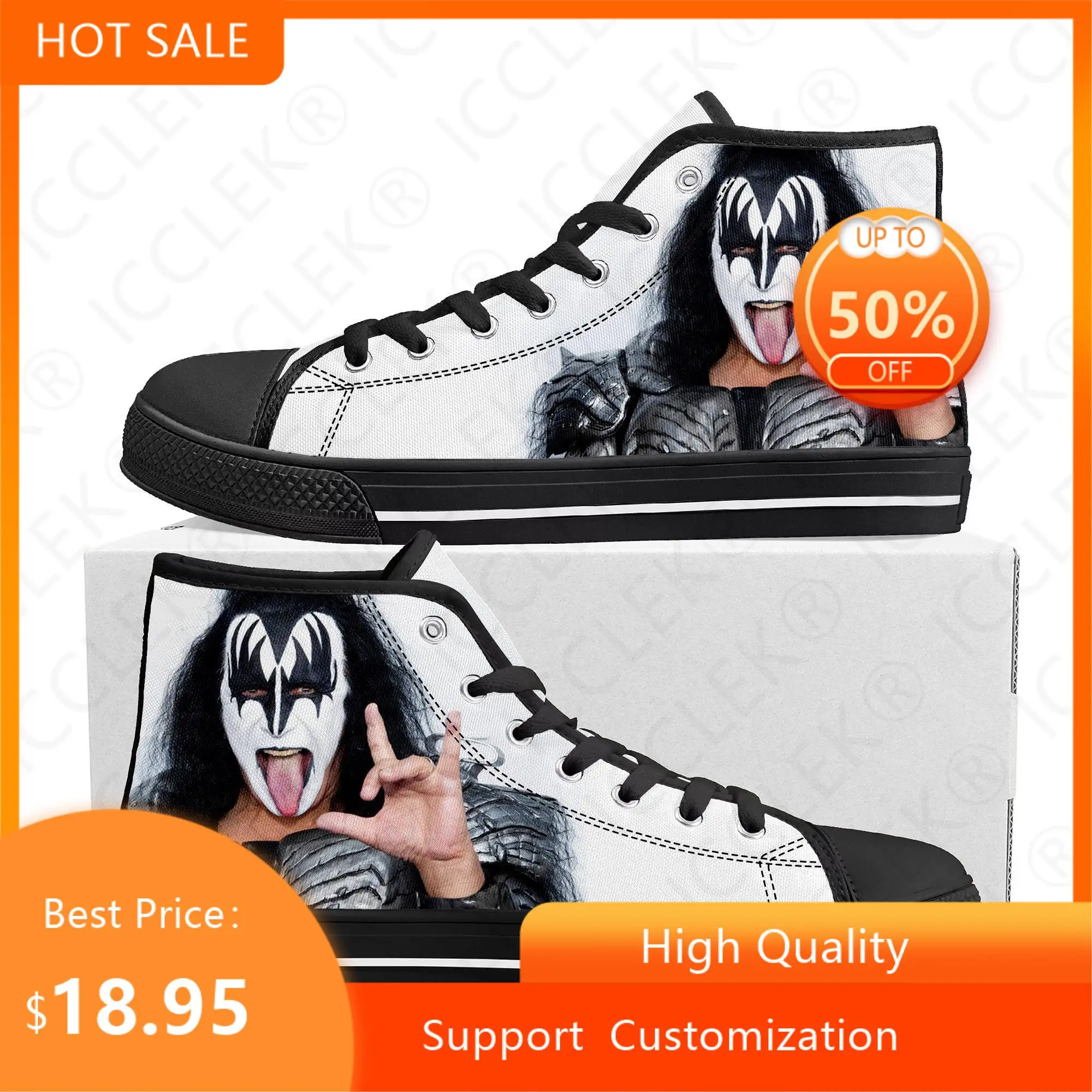 

Женские и мужские высокие кроссовки Gene simмонс, рок-певец, подростковые холщовые кроссовки, повседневная обувь для пар, обувь на заказ