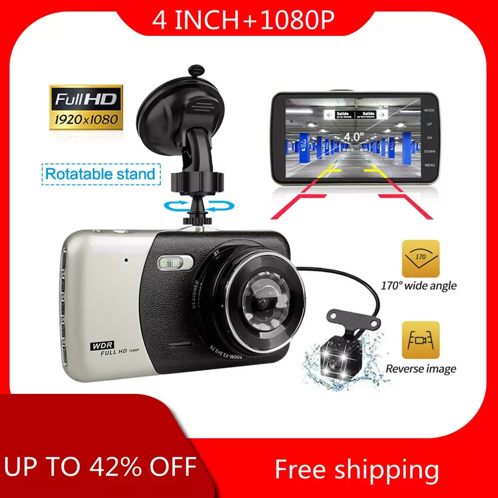 

Автомобильный видеорегистратор IPS с двумя объективами FHD 1080P, видеорегистратор со светодиодным ночным видением, видеорегистратор с камерой ...