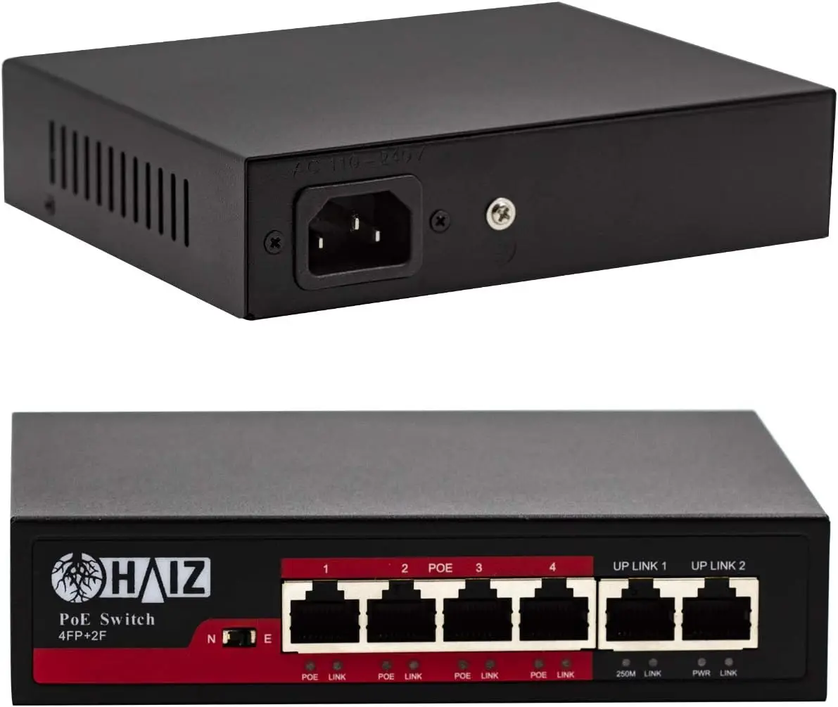 

4 Portas Poe Ativo com 2 Uplink Câmeras Ip 10/100m