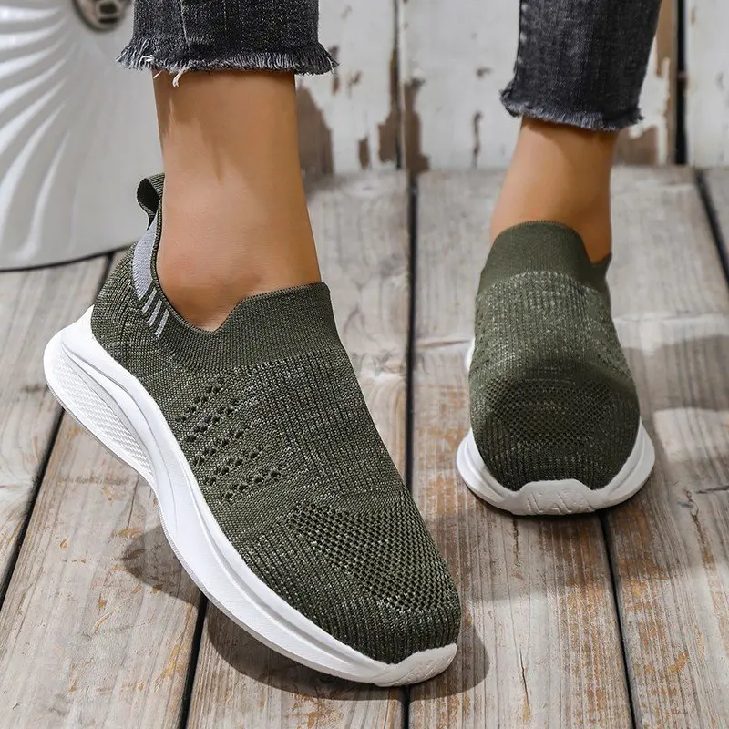 

2023 Casual Shoes for Women Slip on Sneaker Color Mesh Lightweight Soft Women's Casual Breathable Sole Sneakers Solid Women's