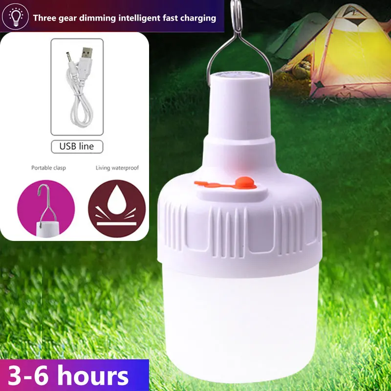 

Solar Energy Emergency Light Waterproof USB Rechargeable Camping Lantern Movable Energy Saving for Patio Porch Power Failure