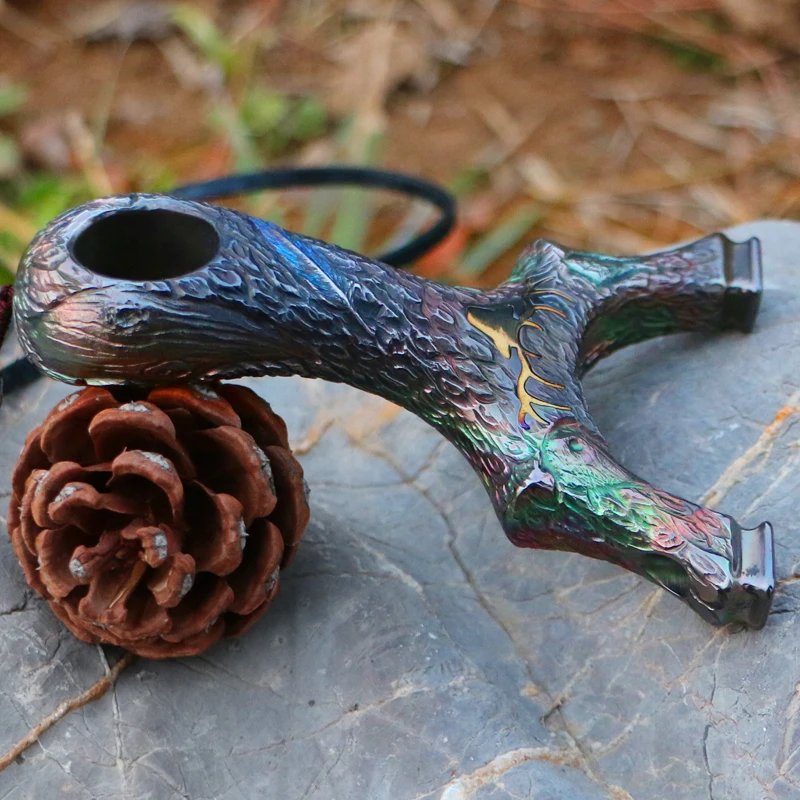 

High Quality Outdoor Hunting Shooting Titanium Alloy Slingshot Powerful Ejection And Rubber Band Adult Sling Shooting Game