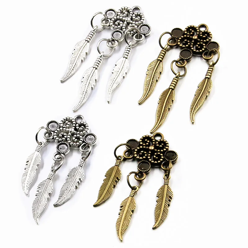 

10 шт. два цвета 2 стиля Дерево лист перо Ретро Винтажные крылья слава Стиль Круглый Кабошон Ожерелье Подвеска Diy материал