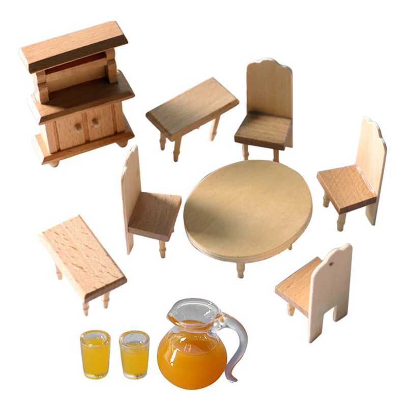 

Wooden Dollhouse Room Furniture Set Miniature Dollhouse Furniture Miniature Dollhouse DIY Model Toys For Kid Best Gifts