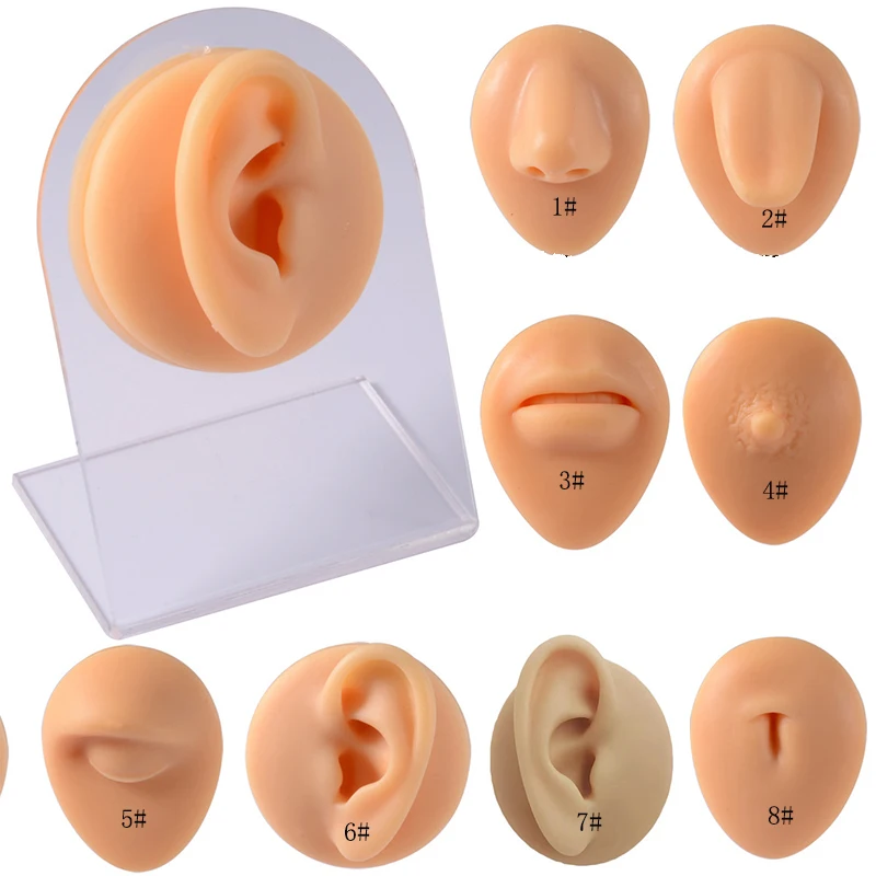 

1pcs Simulation 1:1 Soft Silicone Ear Nose Navel Nipple Model Practice Piercings Tools Jewelry Display Teaching Tool Accessories