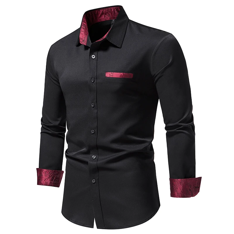 

2022 New Men Shirt Business Casual Cotton Solid Color Long Sleeve Stand Collar Indoor Outdoor Trip Party Shirts