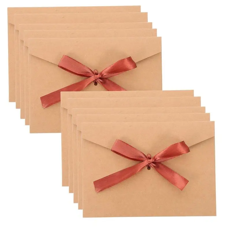 

10Pcs Postcard Envelope with Bow-tie Thickened Envelope for Invitation and Blessing Cards
