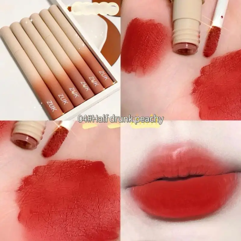 

6 Color Mousse Lip Glaze Matte Velvet Long Lasting Lip Mud Non Easy To Stick Cup Lipstick Tint Makeup Cosmetic TSLM1