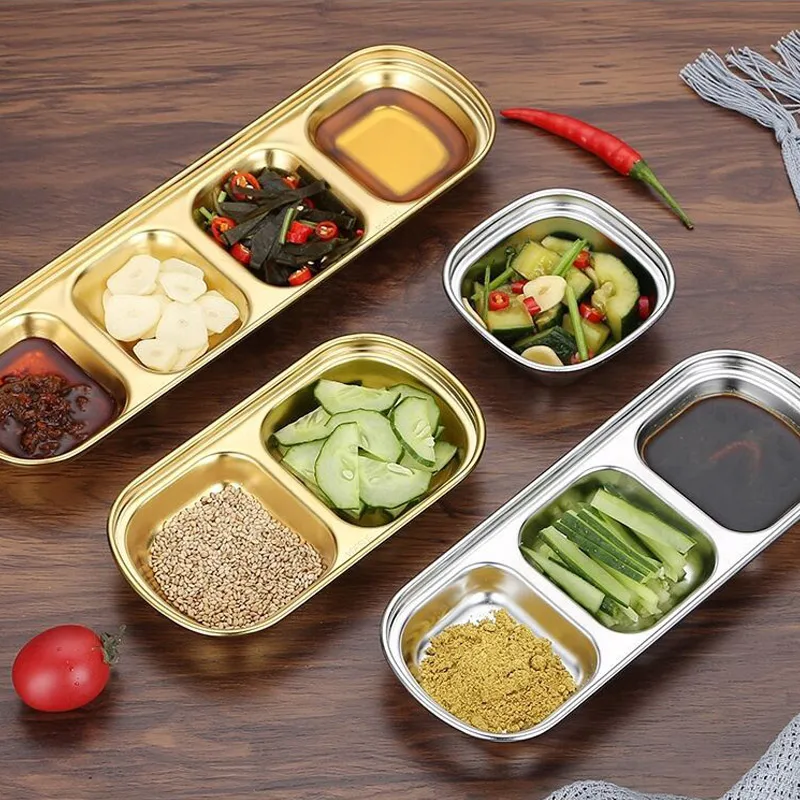 

1/2/3/4 Compartment Square Seasoning Dish Hot Pot Dipping Bowl Barbecue Dip Snack Salsa Plate Soy Sauce Condiment Holder