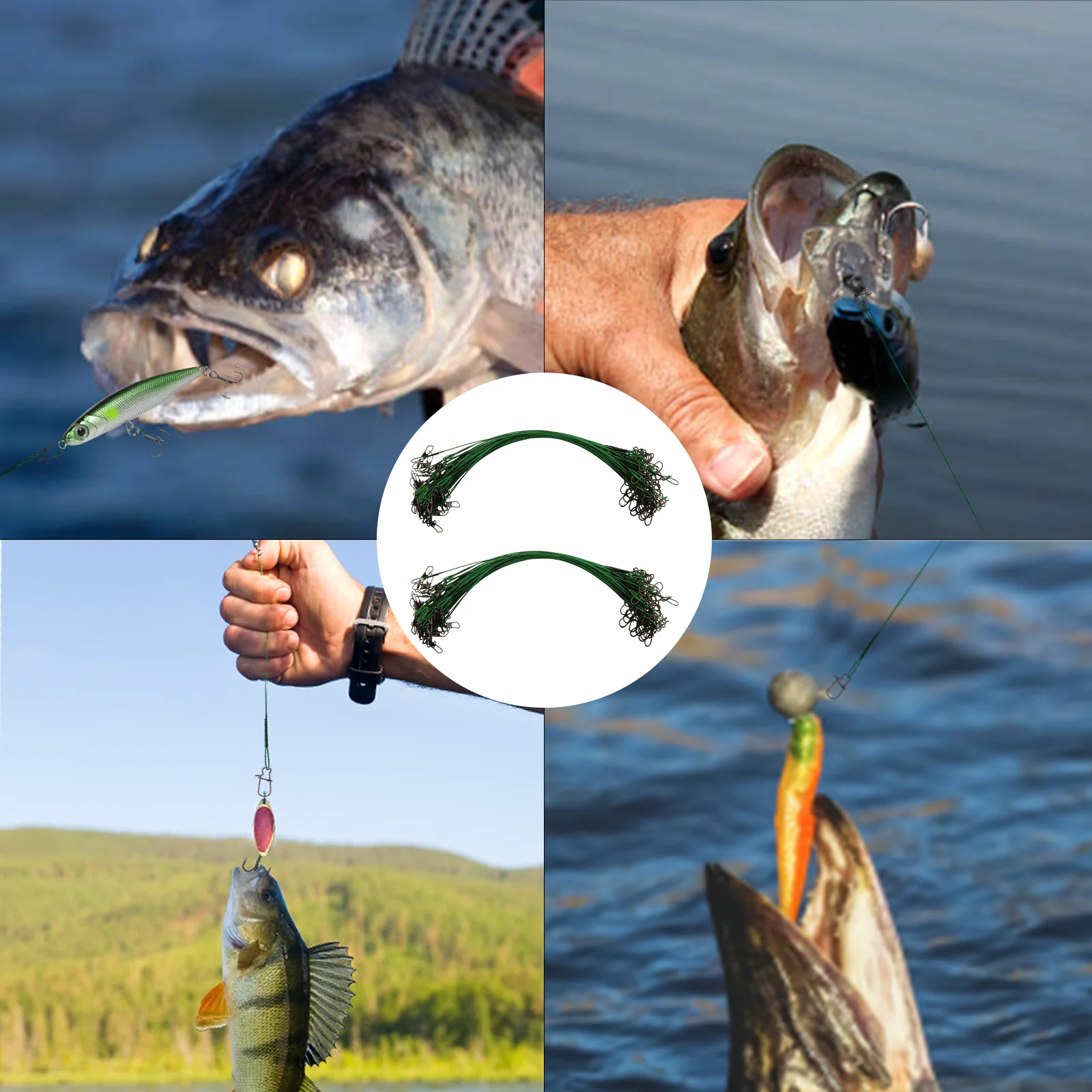 Рыболовные поводки FishTrip, 30-50 шт., 30-70 фунтов, из нержавеющей стали, с вертлюгами и застежками Duo Lock, рыболовные снасти (art.: 3920da0cf6433) - 3920da0cf6433