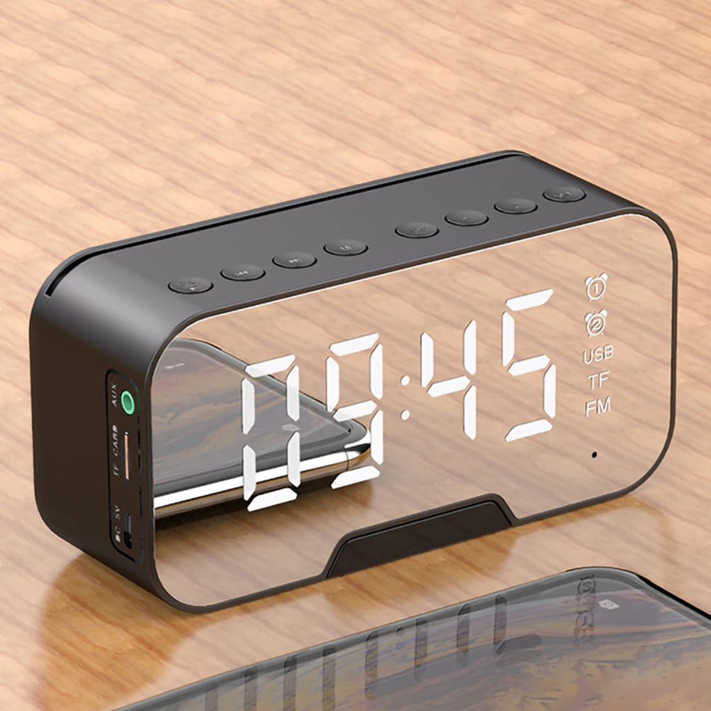 

LED Mirror Table Clock Rechargeable Digital Alarm Clock Display Time Night Light Desktop USB Alarm Clock Home Office Decoration