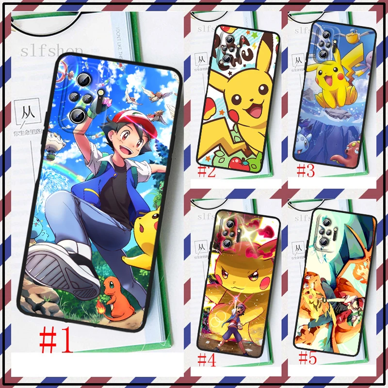 

Anime Pokemon Pikachu For Xiaomi Redmi Note 11 10S 10 9T 9S 9 8T 8 7 6 Pro Plus Max 5G Black Soft Luxury Phone Case