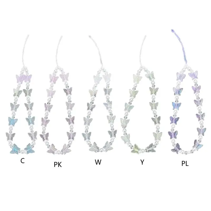 

Цепочка с бабочками и бусинами, ремешок для телефона, цепочка для ключей с защитой от потери, сумка Y2K, Прямая поставка