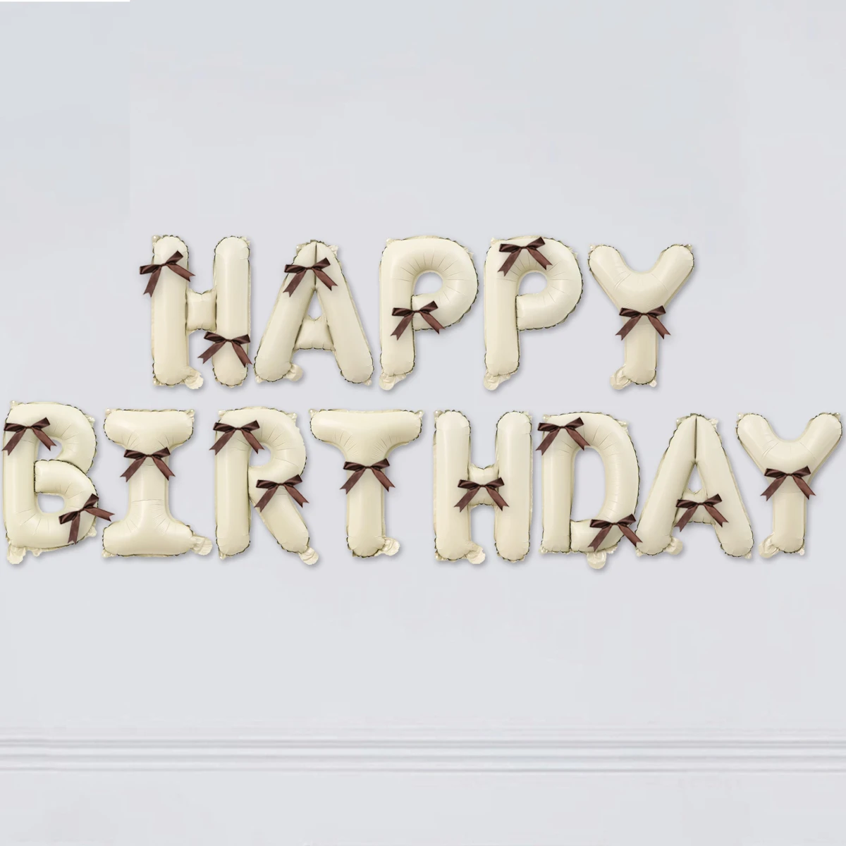 13PCS aluminum foil Happy Birthday balloon pull flag +20PCS bow set A total of 33 sets birthday party decoration gift