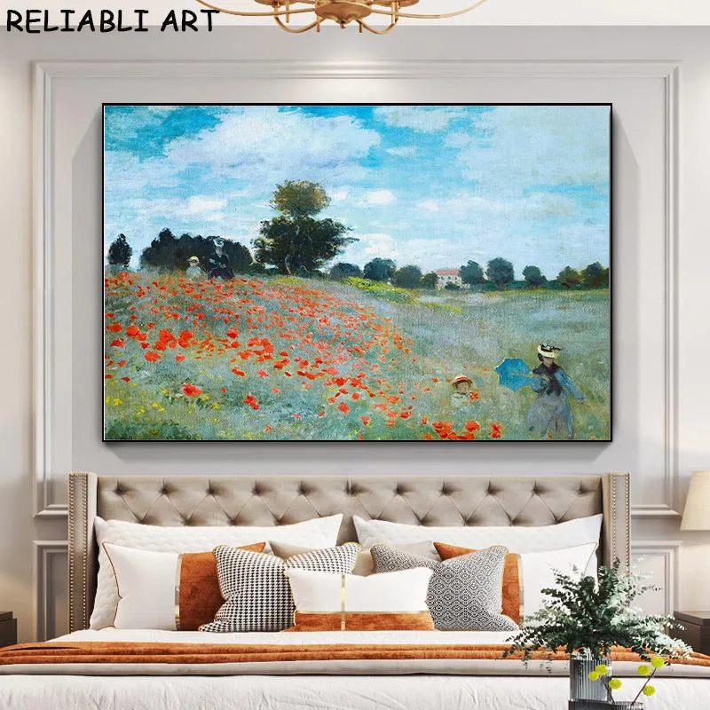 

Monet Style Natural Landscape Oil Painting Wall Art Seasid Canvas Pictures Poster and Prints For Living Room Home Decor No Frame