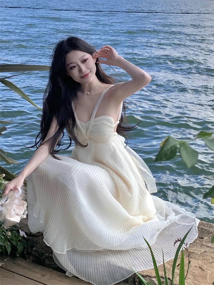 Женское платье-макси белое длинное платье в стиле ретро