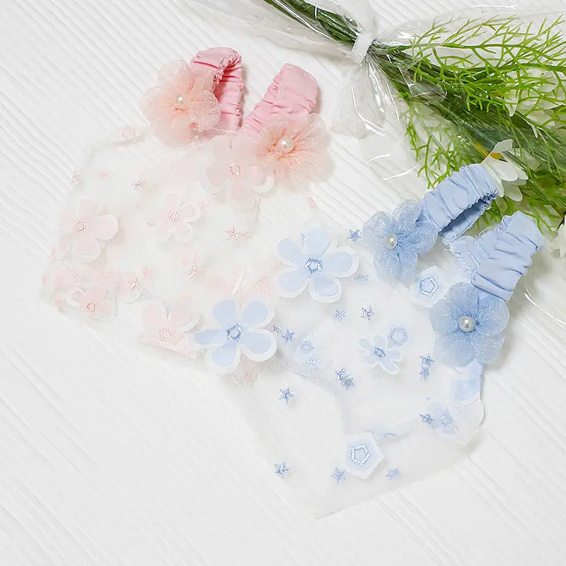 

New Summer Thin Fairy Pet Clothes Perspective Cat Clothes Camisole Cute Flowers Designer Dog Clothes Breathable Comfort